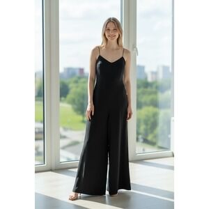 Sleeveless Jumpsuit Wide Leg Black Spaghetti Strap Evening Party Dress‎